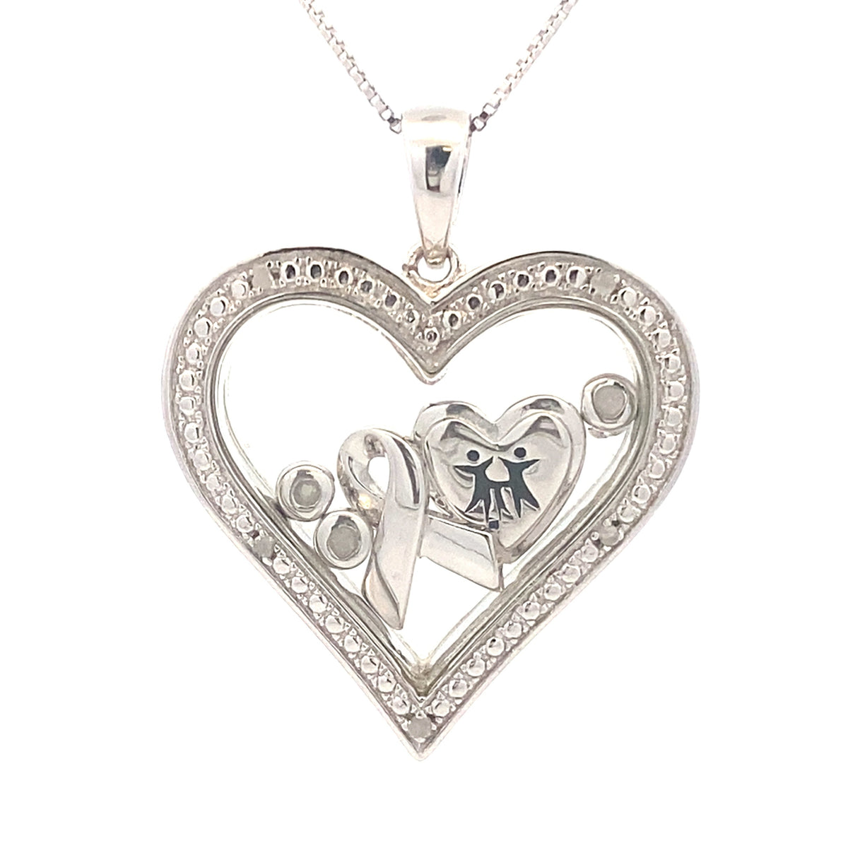 .02ct Diamond Heart Love Pendant Sterling Silver