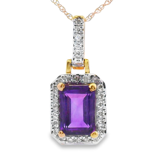 Amethyst Diamond Fashion Pendants 10KT Yellow Gold