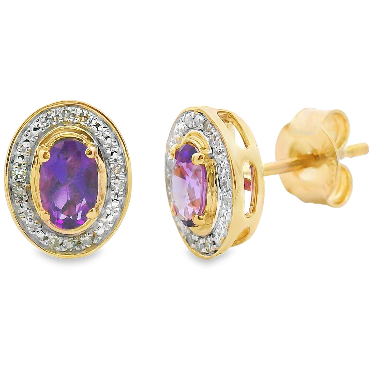 .49ct Amethyst Diamond Earrings 10KT Yellow Gold