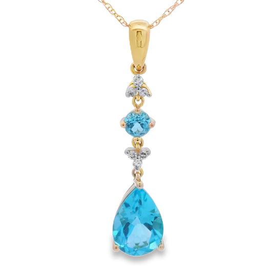 Blue Topaz Diamond Fashion Pendants 10KT Yellow Gold