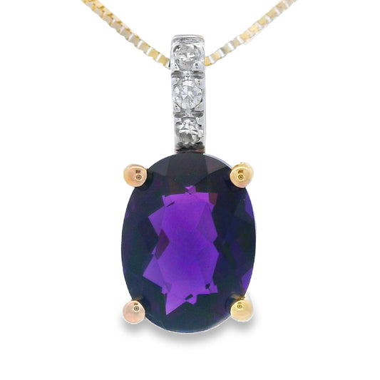 Amethyst Diamond Fashion Pendants 10KT Yellow Gold
