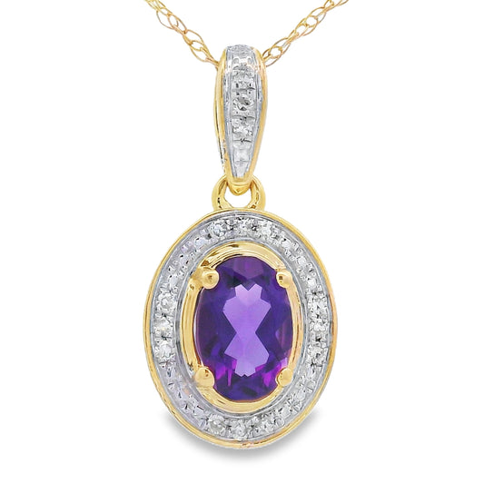Amethyst Diamond Fashion Pendants 10KT Yellow Gold