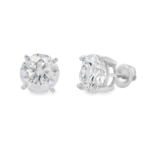 6.00ct Moissanite Stud Earrings Sterling Silver