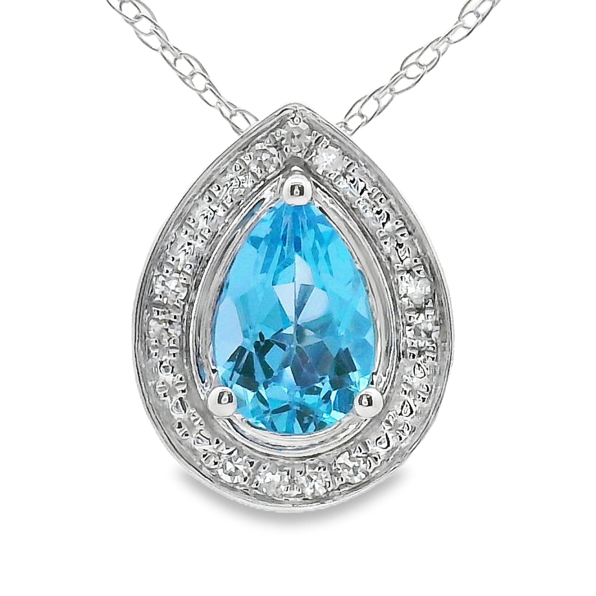 Blue Topaz Diamond Fashion Pendants 10KT White Gold