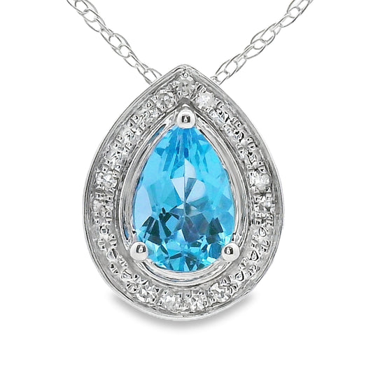 Blue Topaz Diamond Fashion Pendants 10KT White Gold