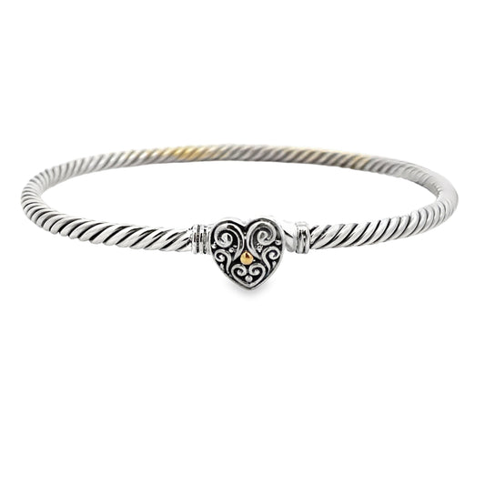 Bangle Bracelet Sterling Silver 18KT Gold