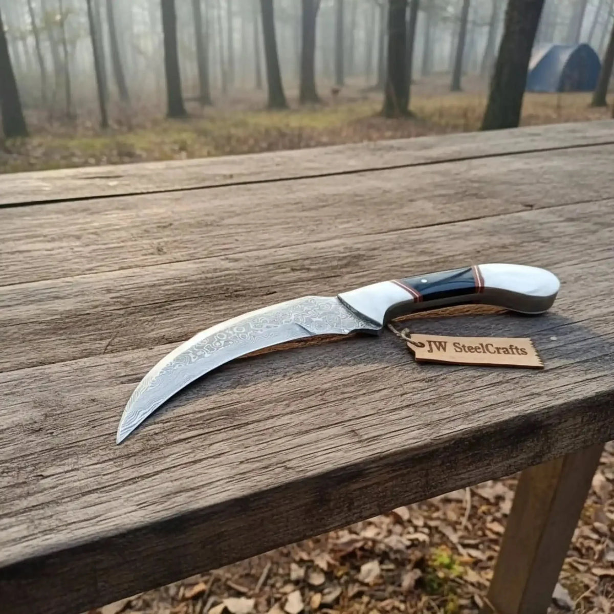 Karambit Knife with Black horn and Stainless steel handle.
