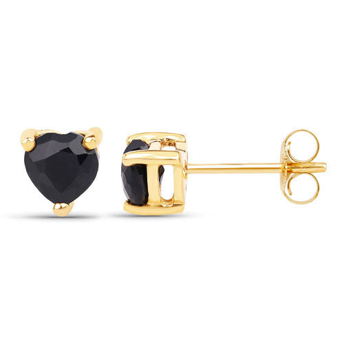 0.70 Carat Genuine Black Sapphire 14K Yellow Gold Earrings