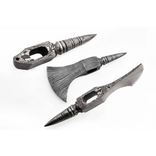 Shadowfang Bearded Axehead 8" Handmade Damascus Steel Viking Style Head