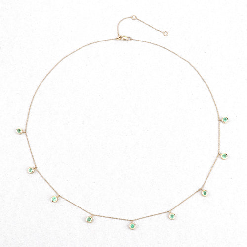 0.90 Carat Genuine Zambian Emerald 10K Yellow Gold Necklace