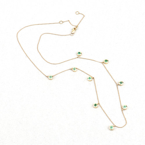 0.90 Carat Genuine Zambian Emerald 10K Yellow Gold Necklace