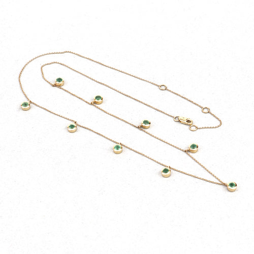 0.90 Carat Genuine Zambian Emerald 10K Yellow Gold Necklace
