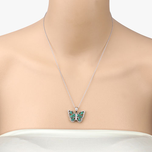 1.91 Carat Genuine Emerald and White Zircon .925 Sterling Silver Pendant