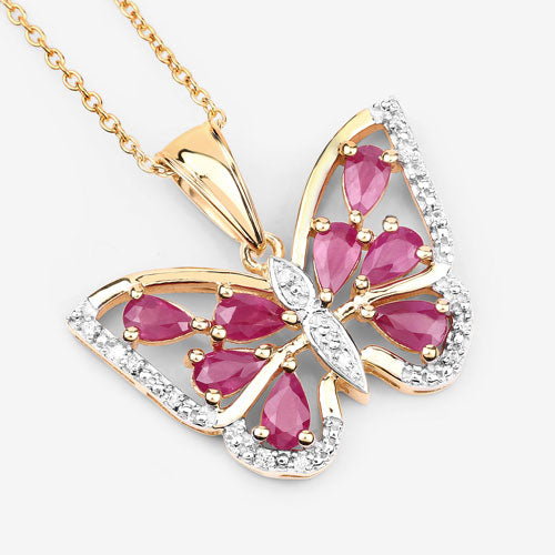 2.07 Carat Genuine Ruby and White Zircon .925 Sterling Silver Pendant