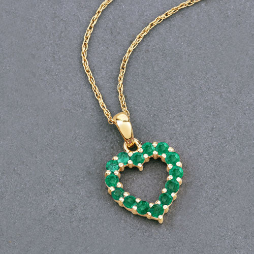 0.48 Carat Genuine Zambian Emerald 10K Yellow Gold  Pendant