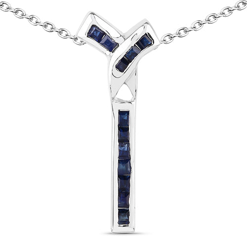 0.72 Carat Genuine Blue Sapphire .925 Sterling Silver Pendant