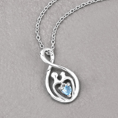 0.13 Carat Genuine Swiss Blue Topaz .925 Sterling Silver Pendant