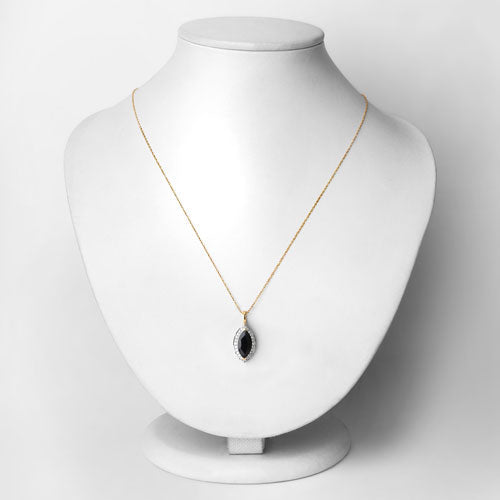 2.29 Carat Genuine Blue Sapphire and White Diamond 10K Yellow Gold Pendant