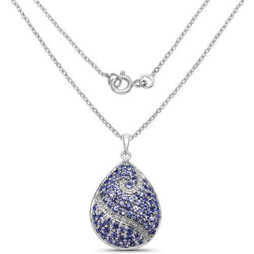 4.72 Carat Genuine Tanzanite .925 Sterling Silver Pendant