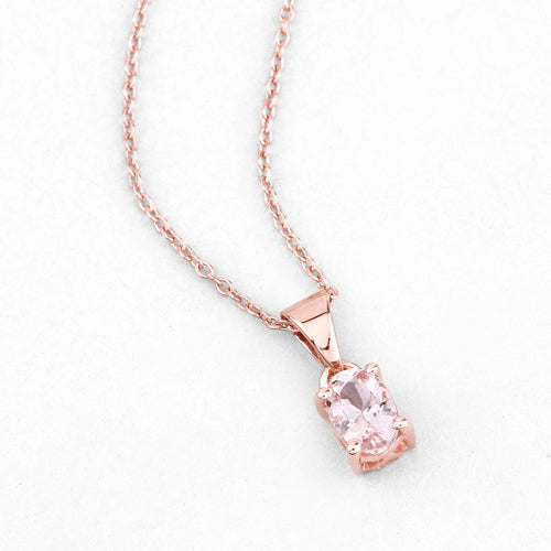 18K Rose Gold Plated 0.70 Carat Genuine Morganite .925 Sterling Silver Pendant