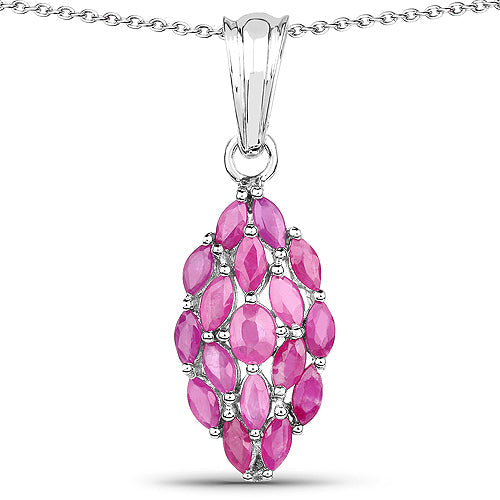 1.66 Carat Genuine Ruby .925 Sterling Silver Pendant