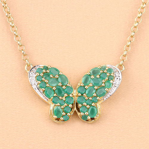 2.80 Carat Genuine Emerald and White Zircon .925 Sterling Silver Pendant