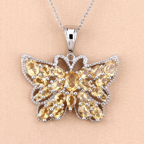 3.89 Carat Genuine Citrine .925 Sterling Silver Pendant