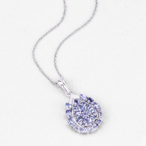 2.64 Carat Genuine Tanzanite and White Topaz .925 Sterling Silver Pendant
