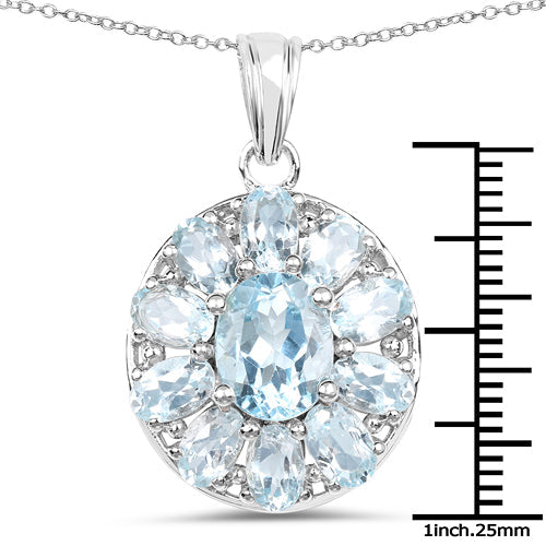 7.65 Carat Genuine Blue Topaz .925 Sterling Silver Pendant