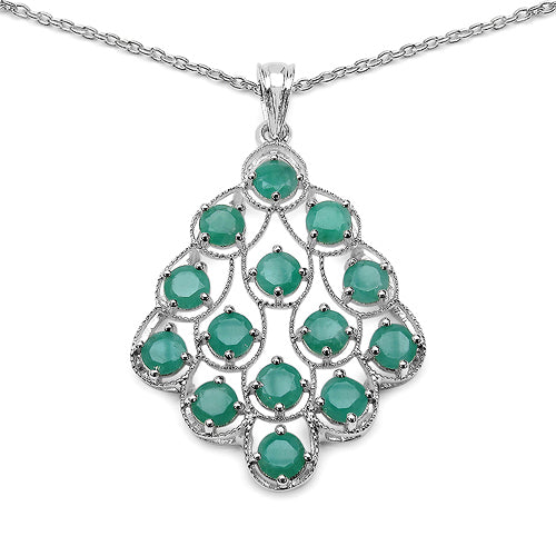 6.02 Carat Genuine Emerald .925 Sterling Silver Pendant