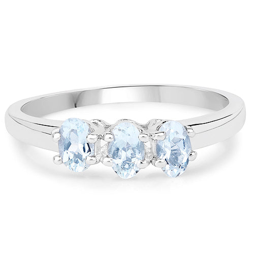 0.60 Carat Genuine Aquamarine .925 Sterling Silver Ring