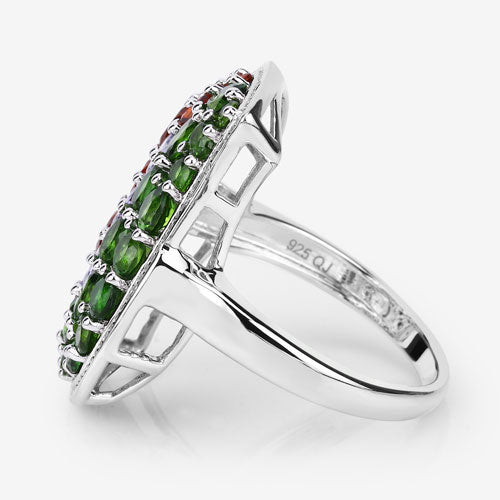 4.18 Carat Genuine Multi Stones .925 Sterling Silver Ring