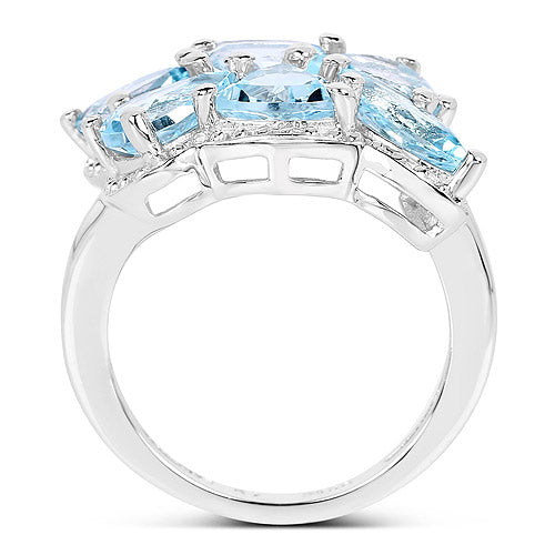 4.34 Carat Genuine Blue Topaz .925 Sterling Silver Ring
