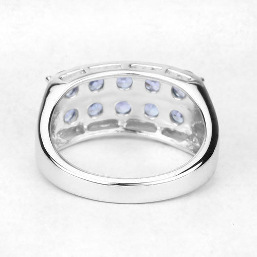 1.90 Carat Genuine Tanzanite .925 Sterling Silver Ring