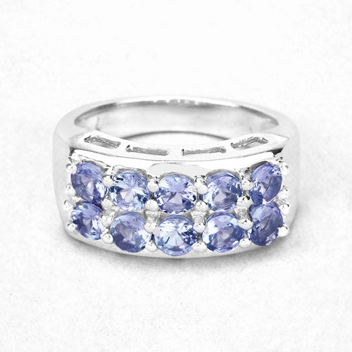 1.90 Carat Genuine Tanzanite .925 Sterling Silver Ring