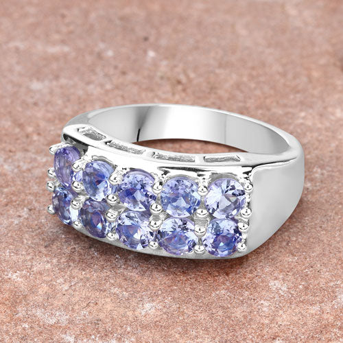 1.90 Carat Genuine Tanzanite .925 Sterling Silver Ring