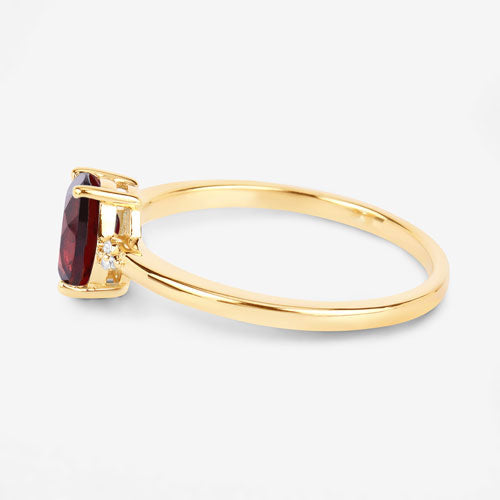 0.87 Carat Genuine Garnet and White Diamond 10K Yellow Gold Ring