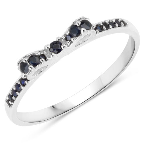 0.31 Carat Genuine Blue Sapphire 14K White Gold Ring