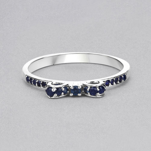 0.31 Carat Genuine Blue Sapphire 14K White Gold Ring