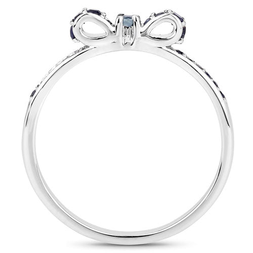 0.31 Carat Genuine Blue Sapphire 14K White Gold Ring