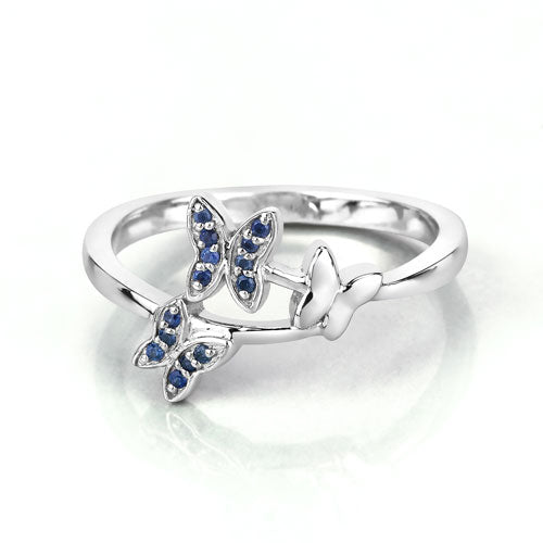 0.14 Carat Genuine Blue Sapphire .925 Sterling Silver Ring