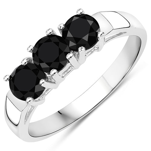 0.99 Carat Genuine Black Diamond .925 Sterling Silver Ring