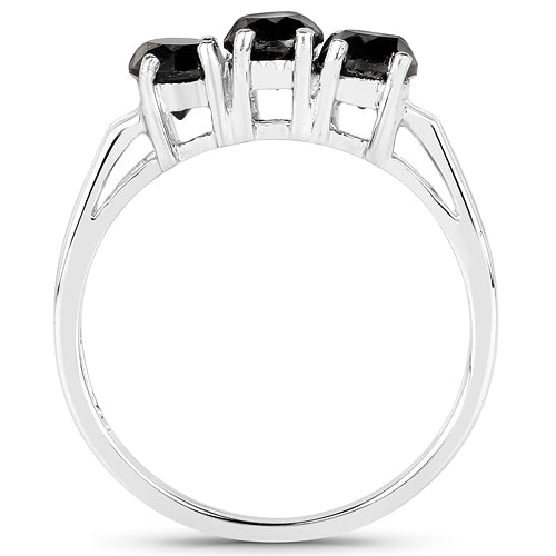 0.99 Carat Genuine Black Diamond .925 Sterling Silver Ring