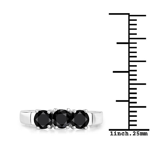 0.99 Carat Genuine Black Diamond .925 Sterling Silver Ring