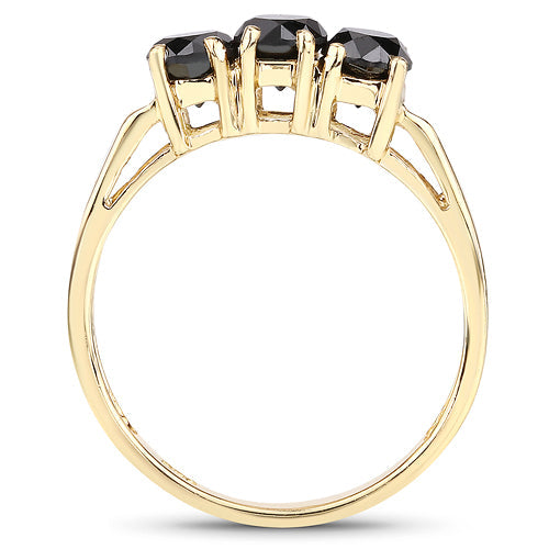 0.99 Carat Genuine Black Diamond .925 Sterling Silver Ring