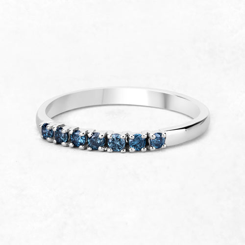 0.22 Carat Genuine Blue Diamond 14K White Gold Ring (I1-I2)