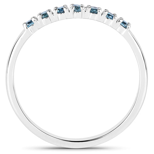 0.22 Carat Genuine Blue Diamond 14K White Gold Ring (I1-I2)