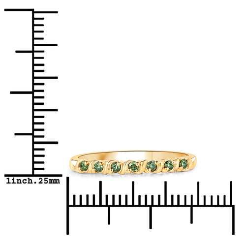 0.16 Carat Genuine Green Diamond 14K Yellow Gold Ring (I1-I2)