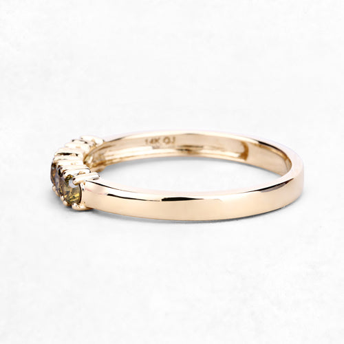0.46 Carat Genuine Yellow Diamond 14K Yellow Gold Ring (I1-I2)