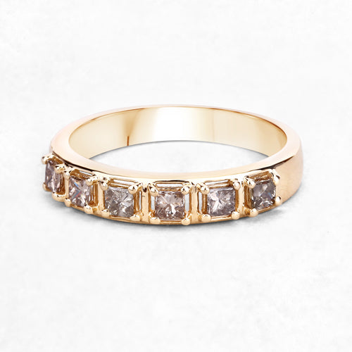 0.49 Carat Genuine Champagne Diamond 14K Yellow Gold Ring (I1-I2)